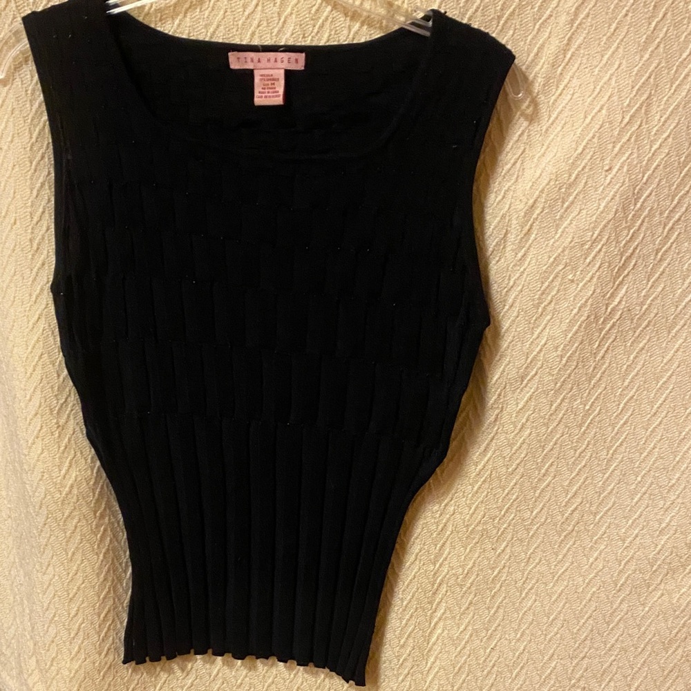 Tina Hagen Classic Black Textured Tank Top